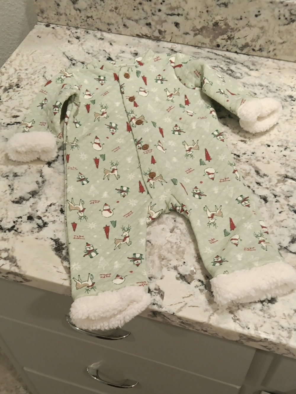 Kyle& Deena 3-6 mo. Mint Green Holiday Print Baby One-Piece
